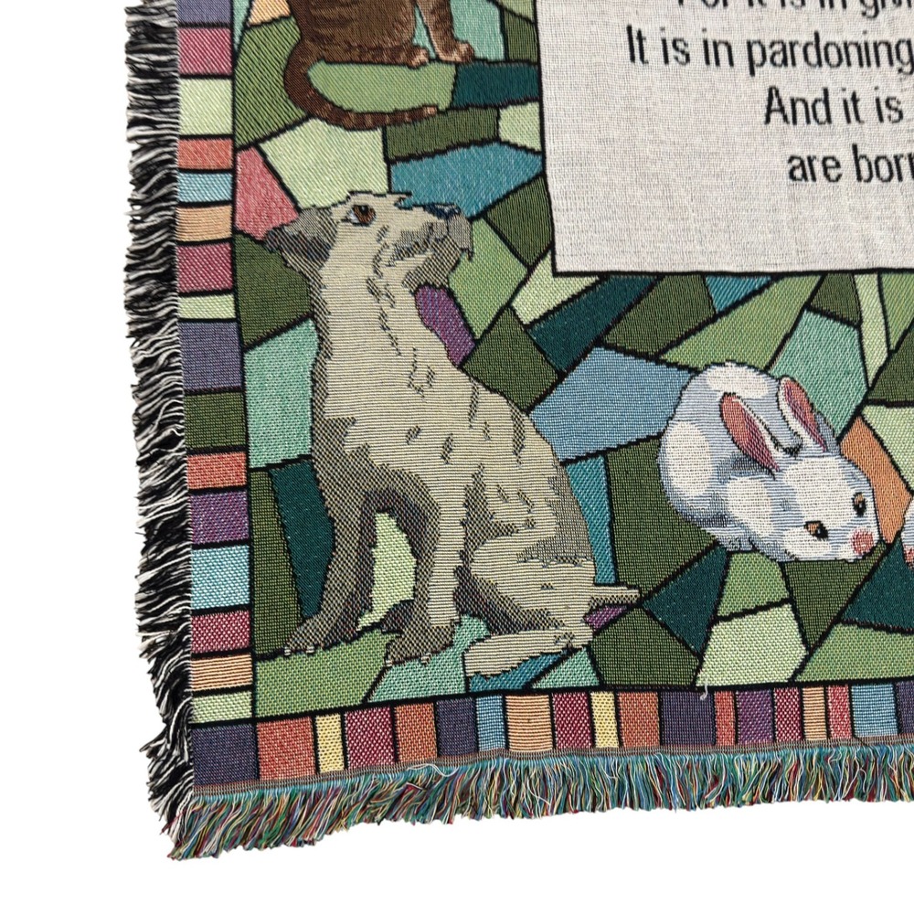 Prayer of Saint Francis Woven Throw‎ Blanket Animals Dove Tapestry Pure Weavers - Picture 7 of 12